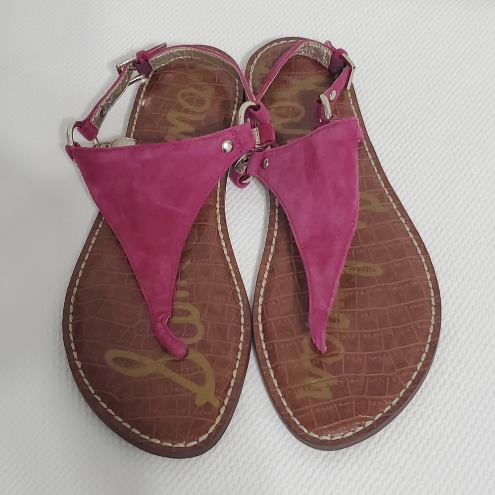 Sam Edelman Greta Pink Leather Thong Slingback Sandal 8.5